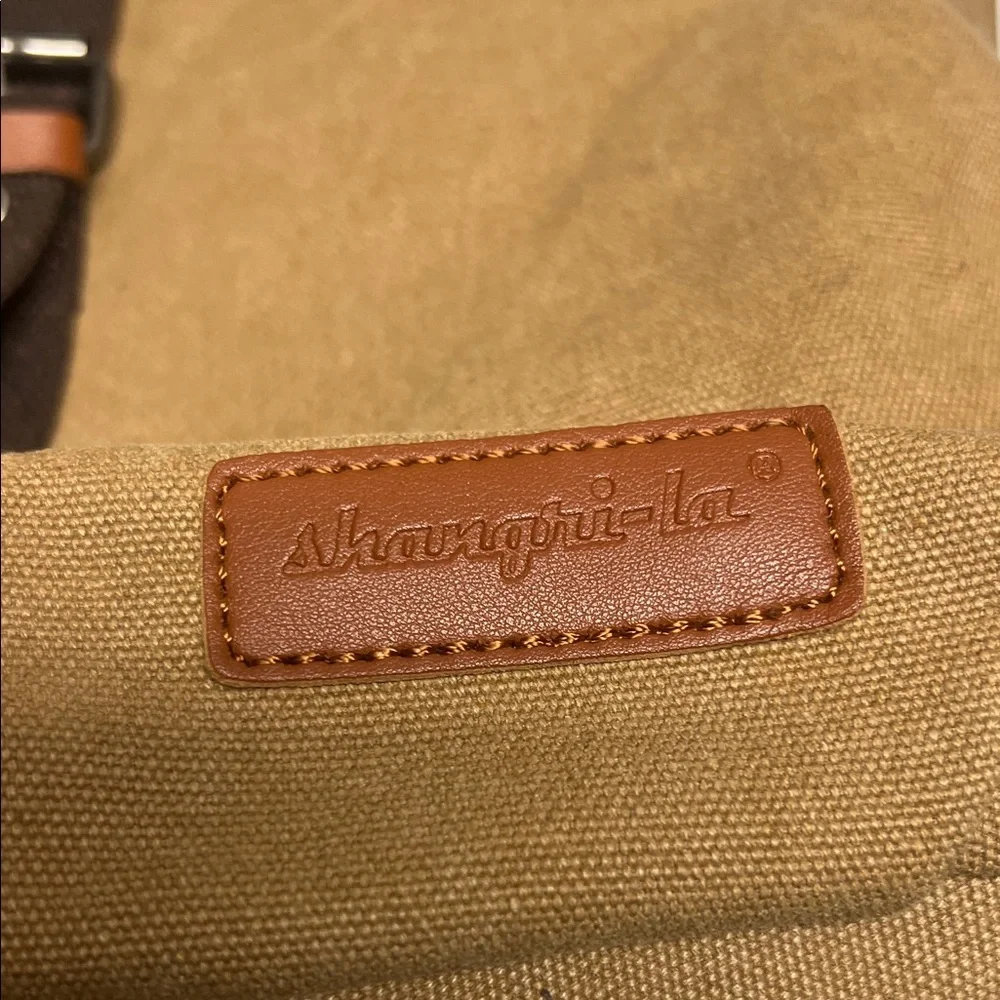 Tan Canvas and Brown Leather Men's Bag